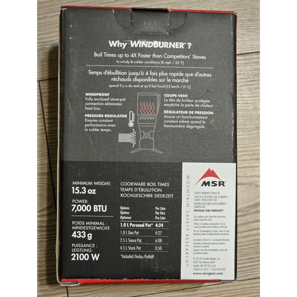 MSR Windburner Personal Stove System NEW IN BOX Red Windproof Modular - Picture 2 of 2